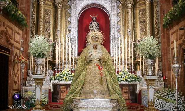 En imágenes, así se encuentra la Esperanza Macarena para recibir la Rosa de Oro mañana martes.